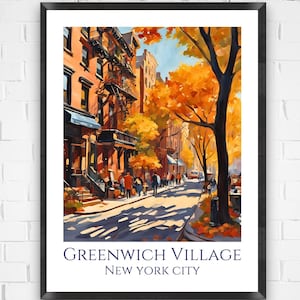New York City Wall Art Print, Greenwich Village Poster, West Village Print, Home Decor, Urban Wall Art, NYC Art Print