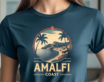 Maglietta Costiera Amalfitana, Maglietta Amalfitana Vintage Italia, Maglietta Retro Italia, Regalo di Viaggio in Italia