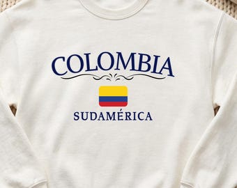 Colombia Sweatshirt, Colombia Crewneck Sweater, Colombian Flag Apparel, Colombia Travel Gift, Unisex Crewneck
