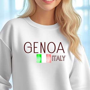 Genoa Sweatshirt, Genoa Italy Crewneck, Italian Flag Sweater, Genoa Sweatshirt, Italy Travel Gift