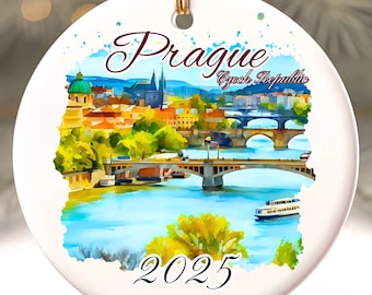 Prague Ornament, Custom Czech Republic Ornament, Personalized Prague Ornament, Czech Xmas Ornament