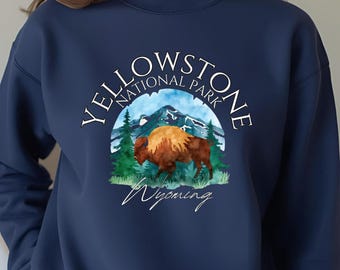 Yellowstone National Park Sweatshirt, Yellowstone Wyoming Crewneck, Vintage National Park Graphic, Unisex Crewneck