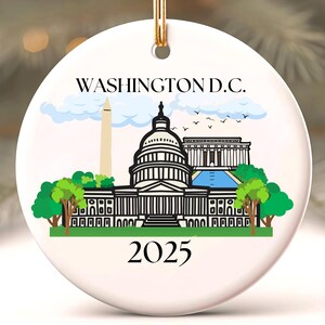 Niestandardowa ozdoba z Waszyngtonu, świąteczna dekoracja miejska, National Mall, dekoracja choinkowa, wyjątkowy prezent, ceramiczna ozdoba pamiątkowa