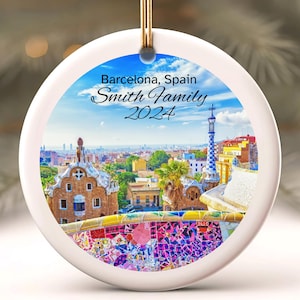 Barcelona Christmas Ornament, Custom Ornament, Spain Vacation Gift, Personalized Holiday Gift