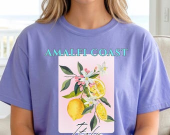 Amalfi Coast Italy T-Shirt, Lemon Floral Graphic Tee