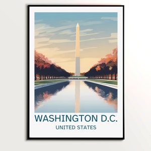 Washington DC Wall Art, Washington DC Poster, Washington DC Cityscape, Washington Monuments Art, Travel Poster, Housewarming Gift