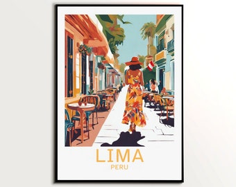 Lima Peru Poster, Peru Poster Art, Elegant Wall Art, Peru Travel Poster, Peruvian Home Decor, Miraflores Poster Print