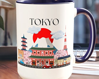 Tokyo Japan Mug, Personalized Mug, Custom Japan Gift, Tokyo Mug Art, Japan Travel Gift,