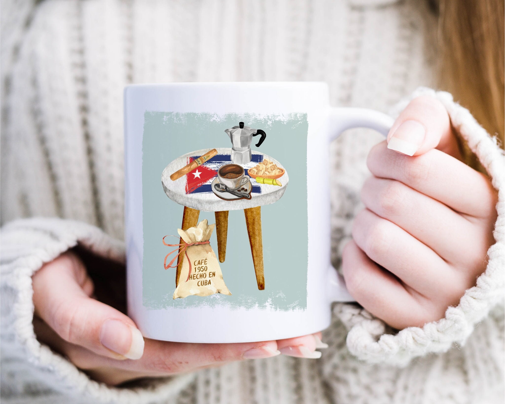 Cuba Coffee Mug, Cuba Coffee Art Painting, Cuban Gifts, Housewarming Gift