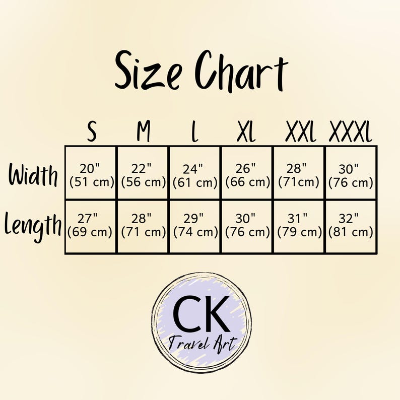 K&ouml;nnte beinhalten: Gr&ouml;&szlig;entabelle f&uuml;r Kleidung in Zoll und Zentimetern. Die Gr&ouml;&szlig;en umfassen S, M, L, XL, XXL und XXXL. Die Ma&szlig;e sind f&uuml;r Breite und L&auml;nge angegeben.