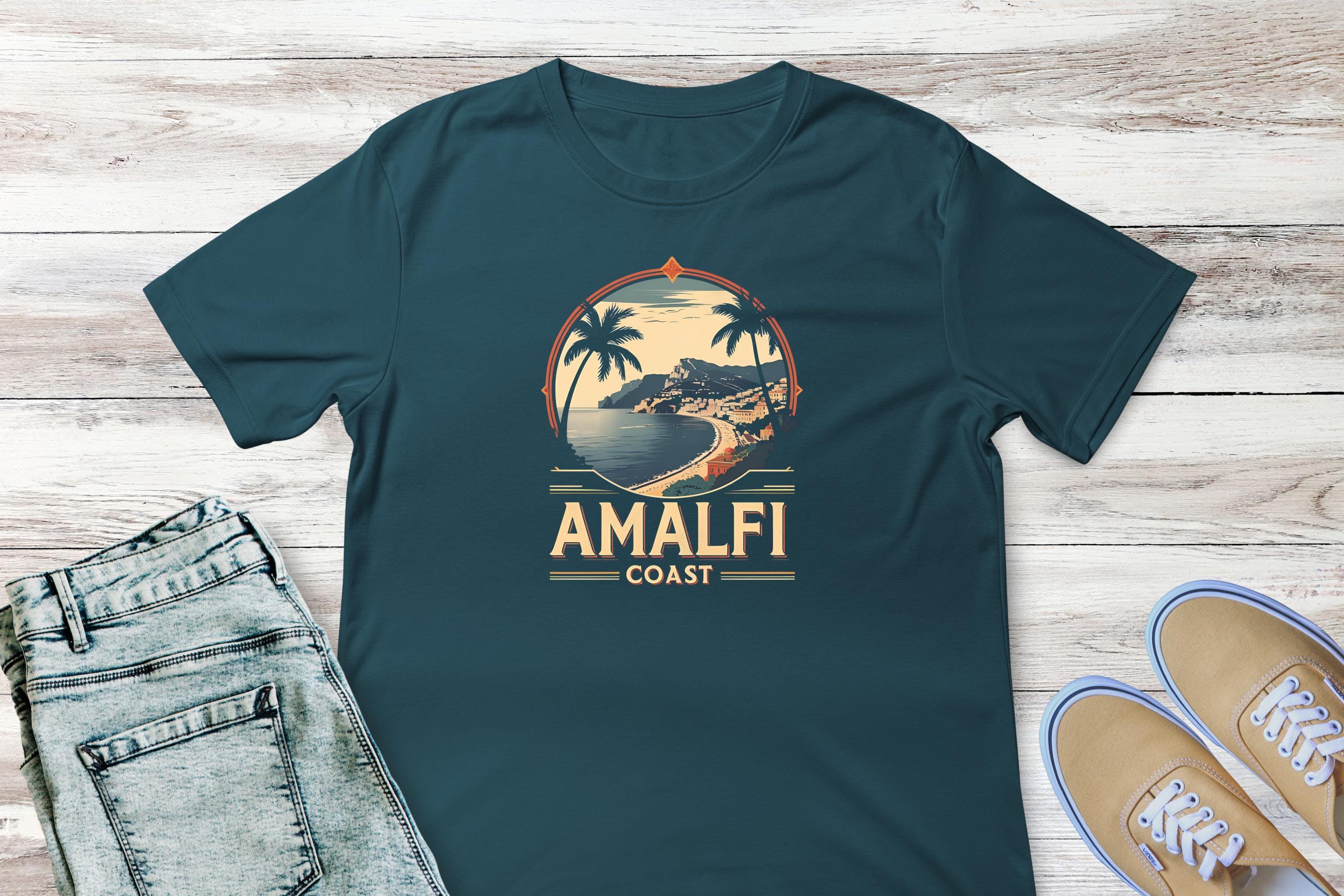 アマルフィ海岸シャツ、レトロなアマルフィ・イタリアTシャツ、ユニ