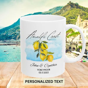 Personalized Amalfi Coast Mug, Custom Italy Gift, Watercolor Lemon Tree, Amalfi Kitchen Decor, Coffee-Tea, Italy Travel Keepsake image 2
