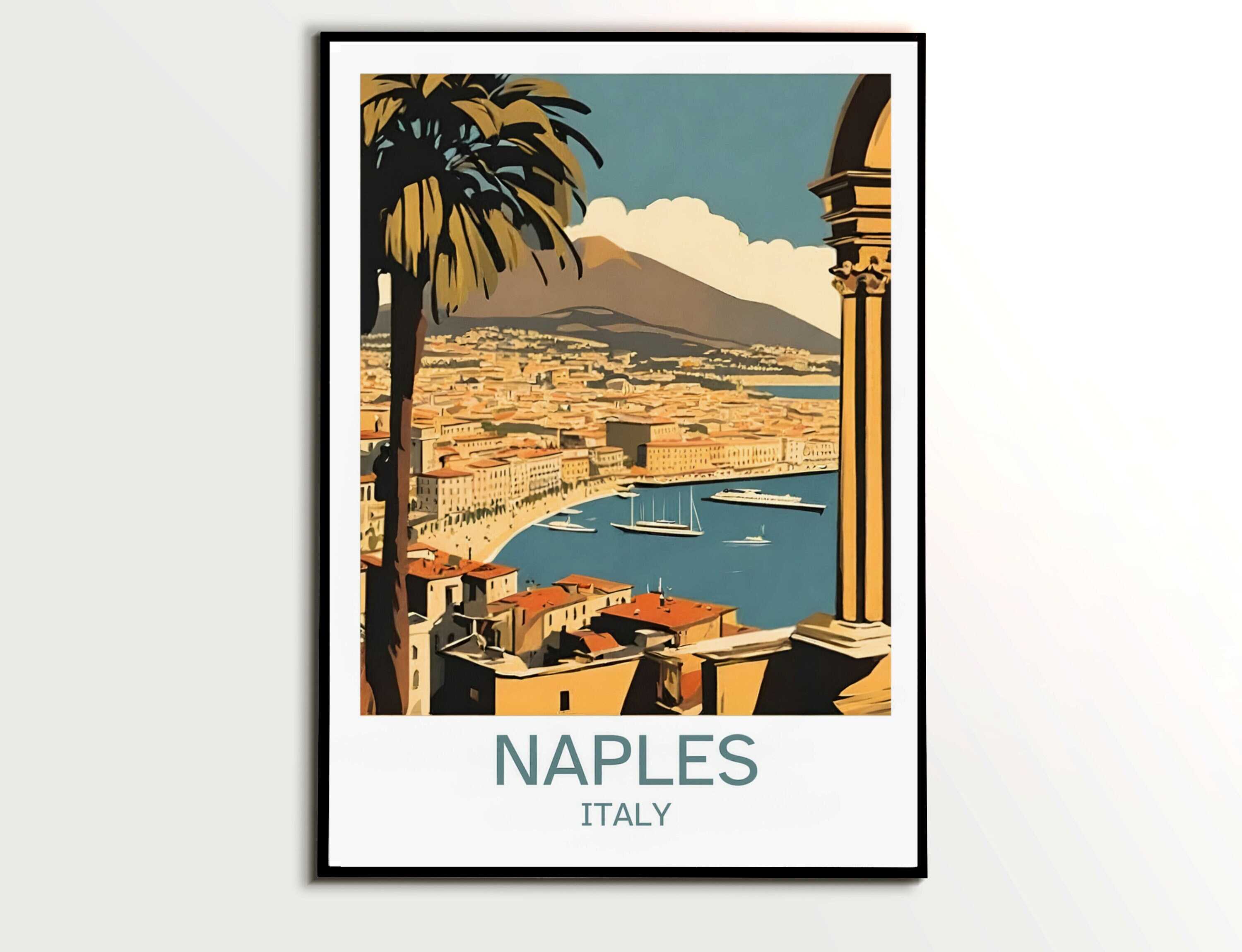 ナポリ イタリア ウォールアートナポリ ポスターイタリア 旅行ポスター 風光明媚なナポリの風景プリント - Etsy 日本