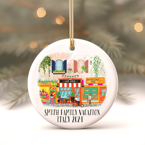 Italy Ornament, Custom Italy Travel Gift, Italian Culture, Personalized Rome Vacation, Milan Travel Keepsake Ornament