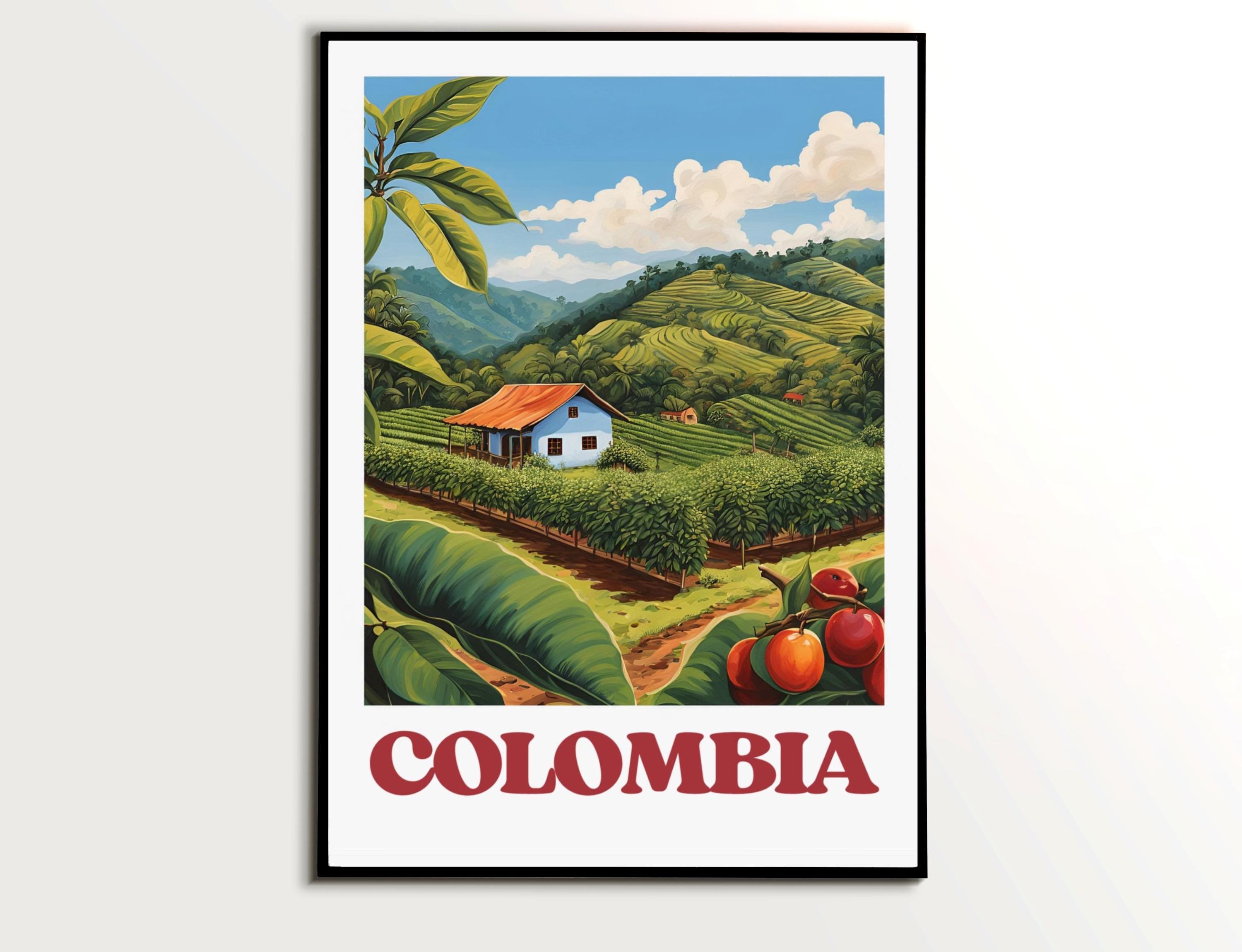 Colombia Wall Art, Colombia Landscape Print, - Coffee Farm in