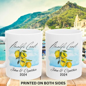 Personalized Amalfi Coast Mug, Custom Italy Gift, Watercolor Lemon Tree, Amalfi Kitchen Decor, Coffee-Tea, Italy Travel Keepsake image 3