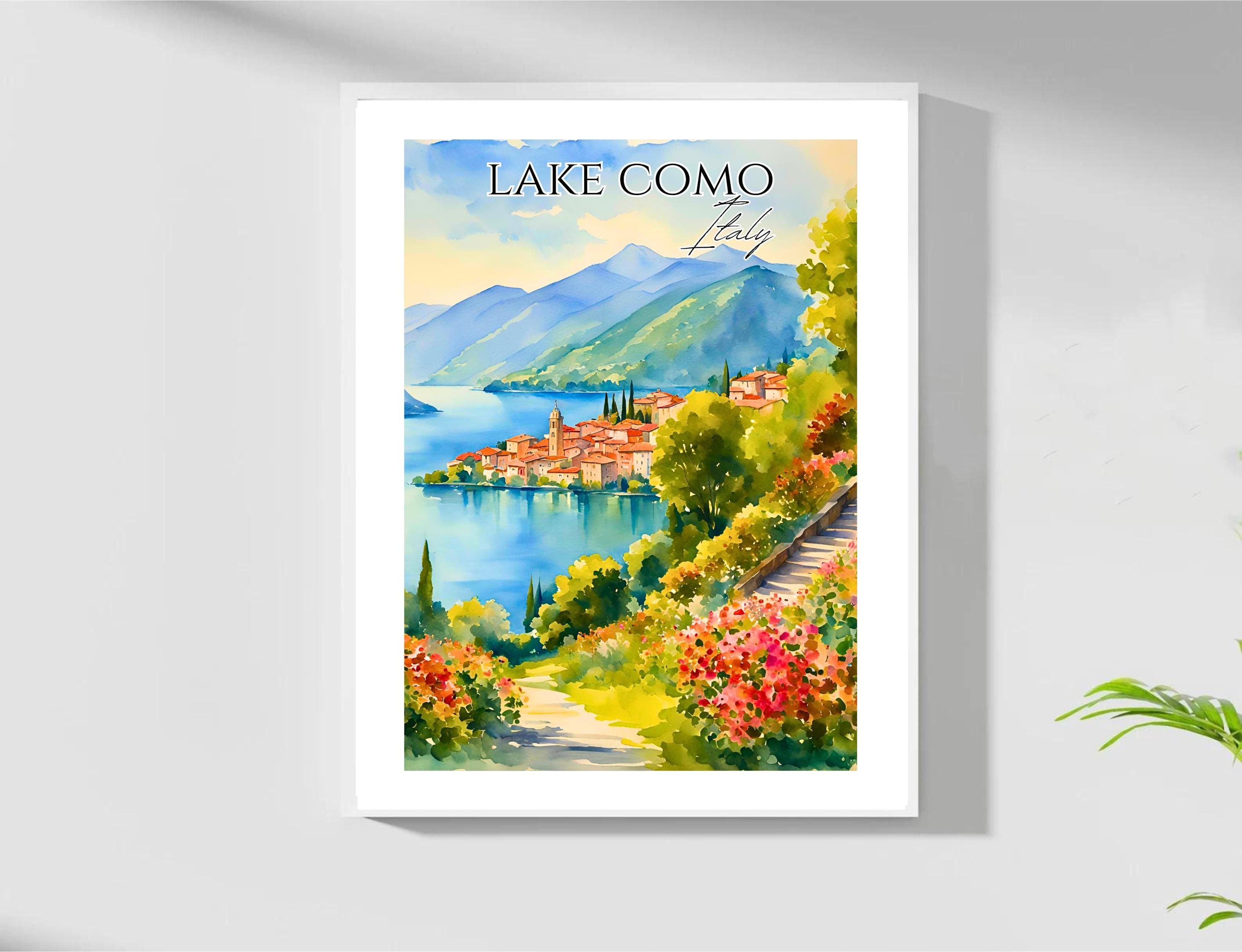 アンドレ.ベッツ　コモ湖畔風景複製画 絵画美術 油彩複製画 アンドレ・ベッツ作 コモ湖畔 銘 額装品 - メルカリ