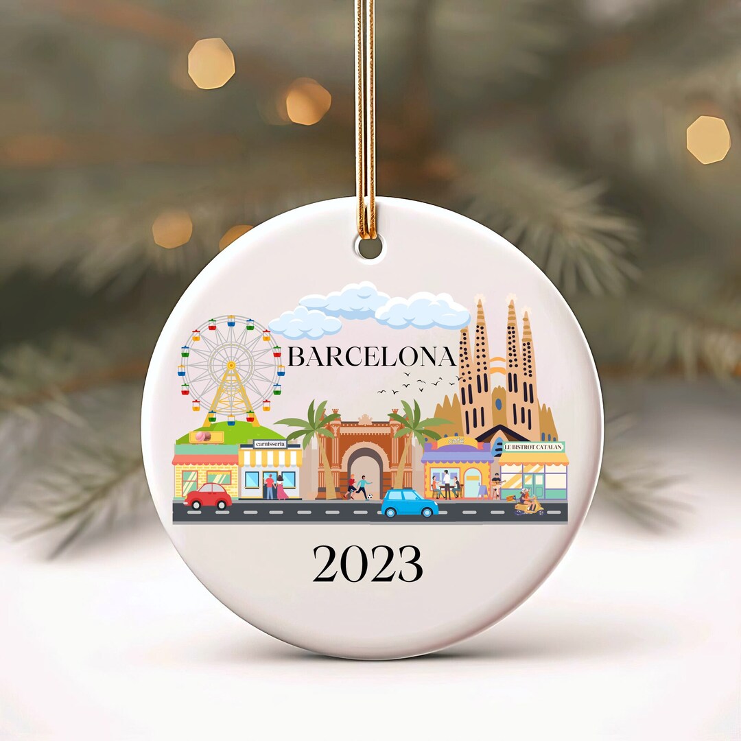 Barcelona Christmas Ornament, Custom Ornament, Barcelona Landmarks