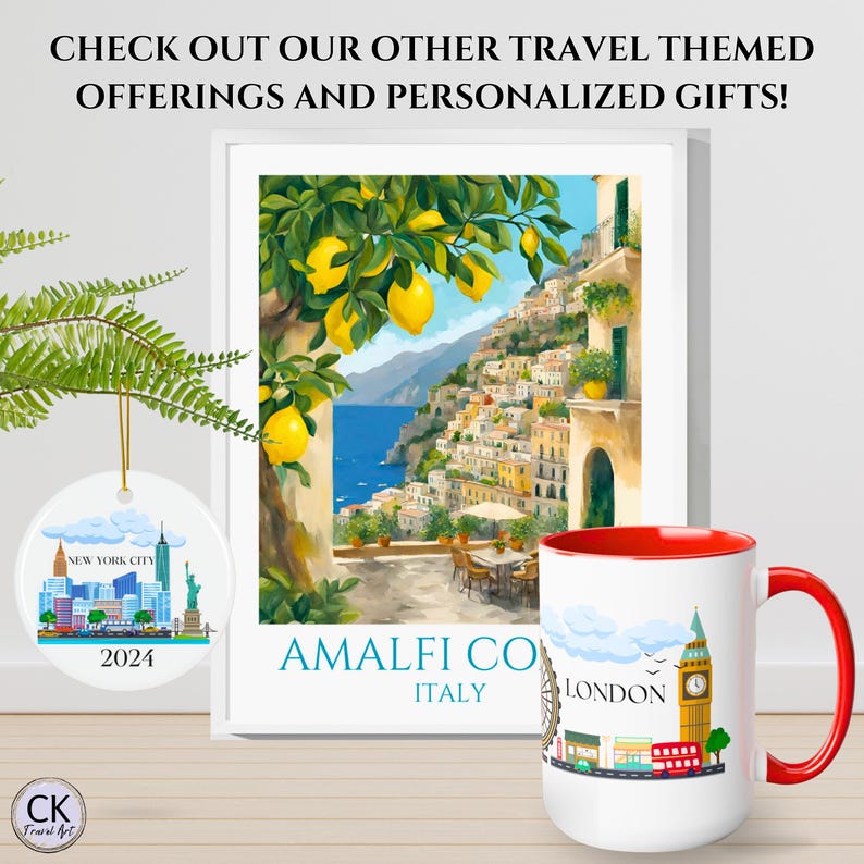 Personalized Amalfi Coast Mug, Custom Italy Gift, Watercolor Lemon Tree, Amalfi Kitchen Decor, Coffee-Tea, Italy Travel Keepsake image 5