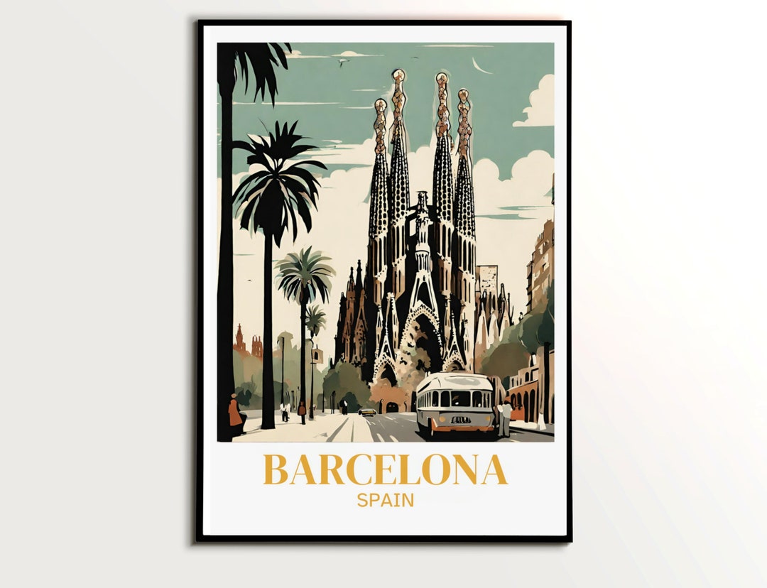 Barcelona Spain Poster, Barcelona Wall Art Print, Sagrada Familia