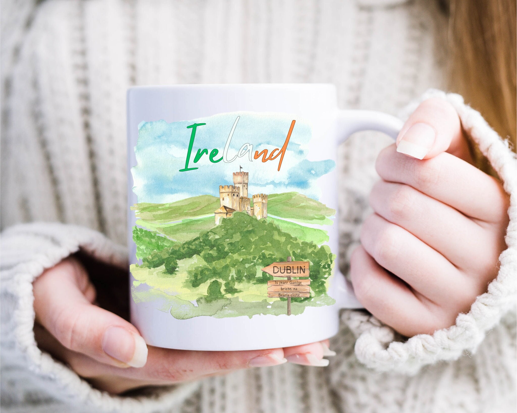Ireland Coffee Mug, Irish Gifts For Home, Ireland Landscape Painting,