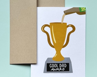Cool Dad Award Card | Card for Father’s Day, Dad’s Birthday, or Celebrating Dad | For Beer-Loving Fathers