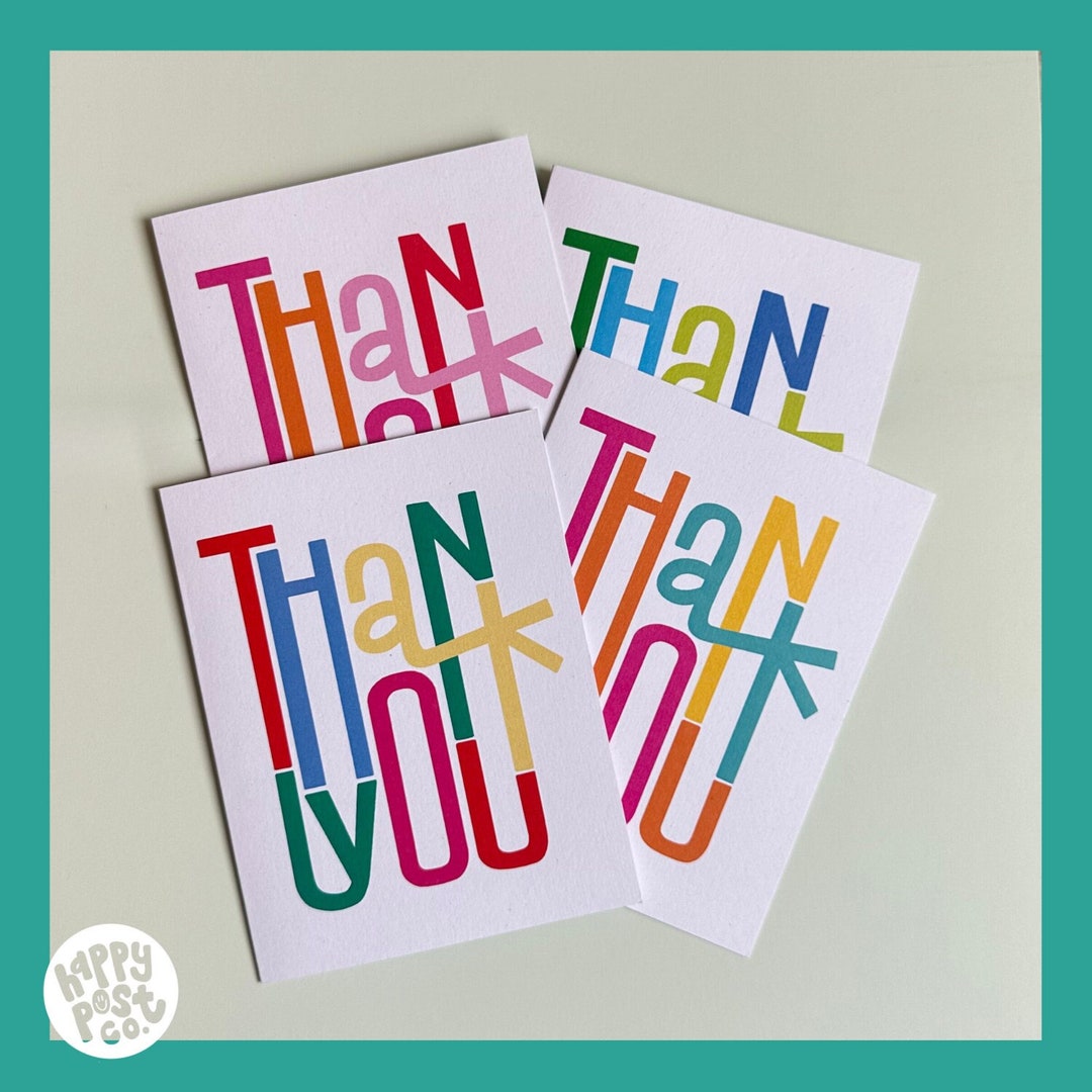 Colorful Thank You Cards | Set of 8 Recycled Cards and Envelopes - Etsy