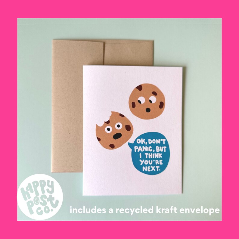 Dont Panic Chocolate Chip Cookie Card Card for Any Occasion or Cookie Lover image 2