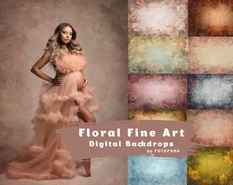10 textura de retrato de bellas artes florales, fondo digital de fotografía, edición de superposiciones de Photoshop, superposiciones de texturas de maternidad, superposición de fotos
