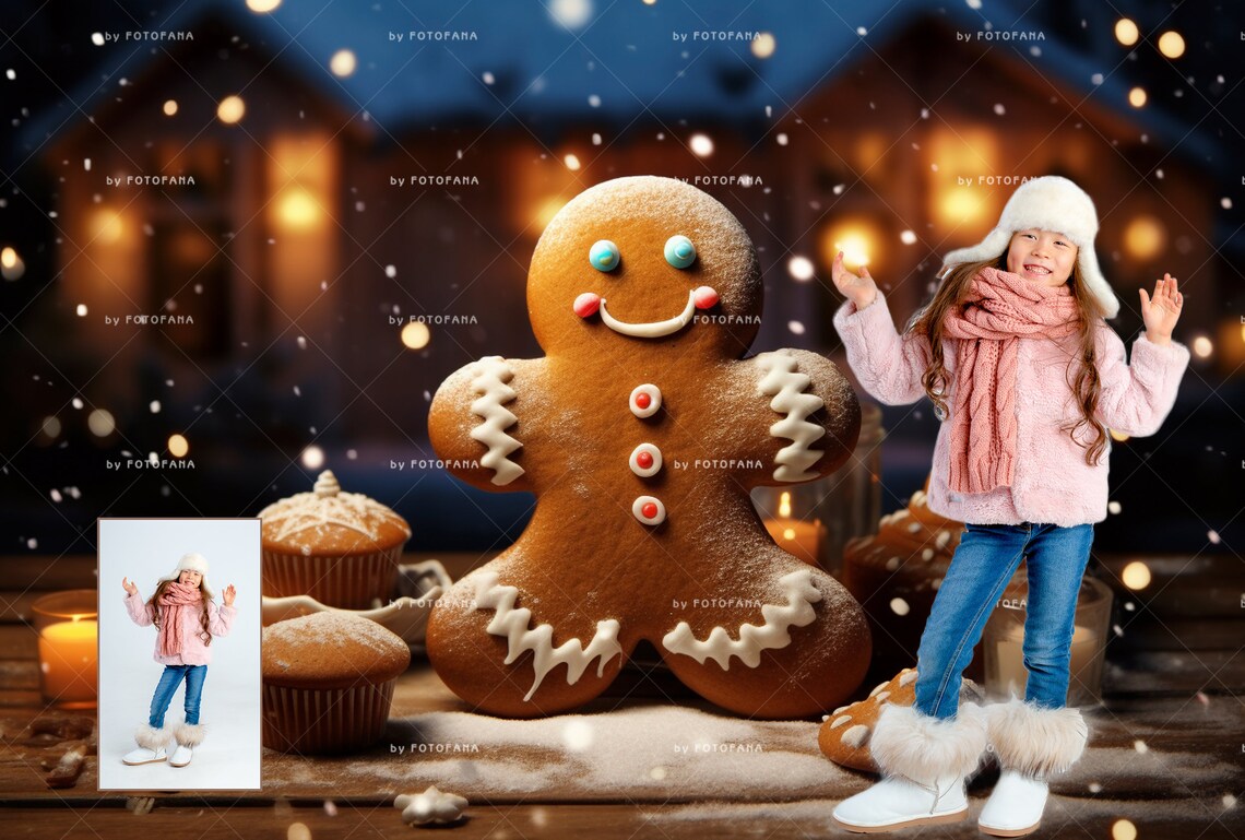 Gingerbread Digital Backdrop for Kids Magical Christmas Photo ...