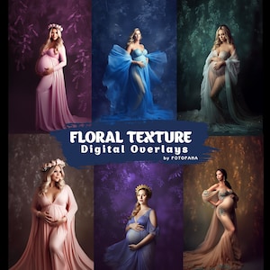 16 superpositions de texture florale Décors floraux numériques Superpositions de toile de fond de maternité Superpositions de fonds de studio pour nouveau-né Superpositions pour Photoshop