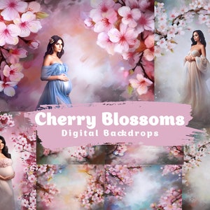 Cherry Blossoms floral Fine Art Digital Backdrops Maternity Backdrop Overlays Photography Digital Background Overlays Photoshop Textures jpg