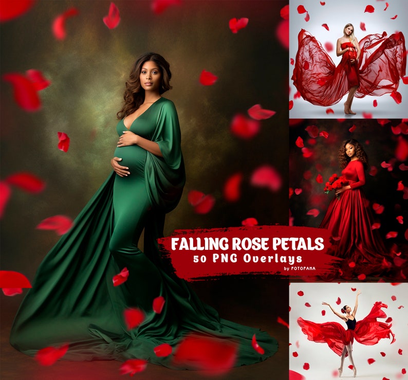 Red rose petals Romantic Maternty Overlays Wedding overlay Photoshop Overlays Valentine's day Falling Petals Maternity Digital backdrops
