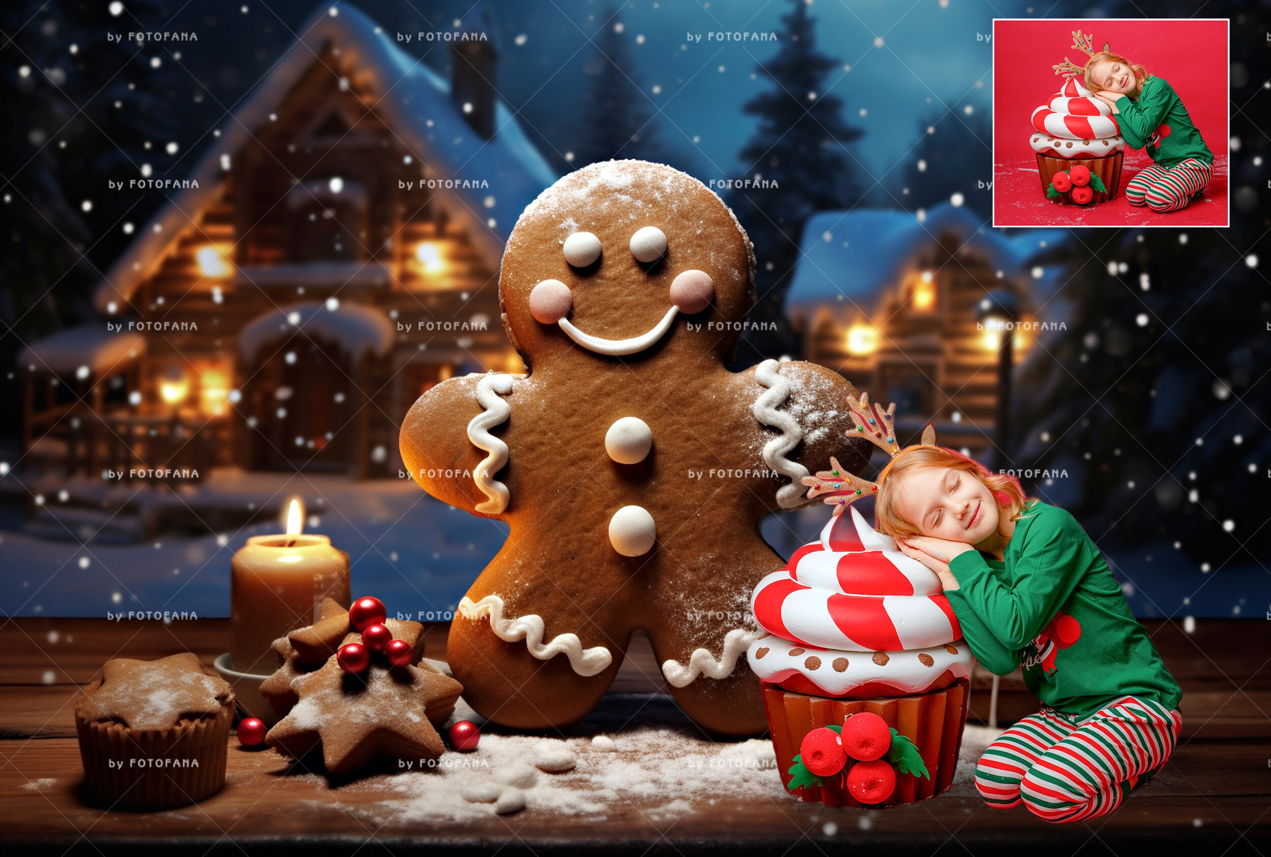 Gingerbread Digital Backdrop for Kids Magical Christmas Photo ...