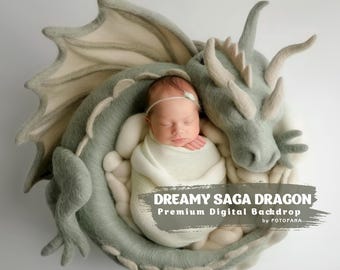 Dragon Newborn Digital Backdrop for Fantasy Art Photography, Year of the Dragon Baby Photo Backgrounds, Fairytale Photoshop Backdrops