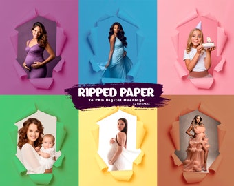 Ripped paper Digital Backdrop Maternity Overlay Weddind Portret Newborn Overlay Studio Digital Background Photoshop Overlay Torn paper PNG