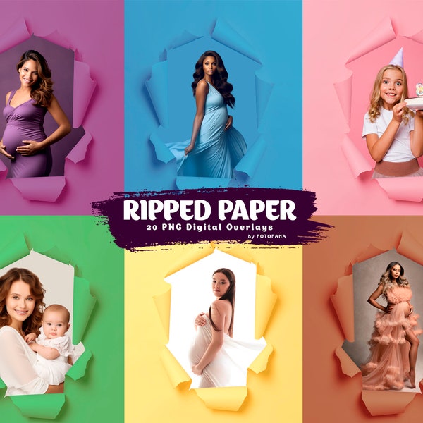 20 Ripped paper Digital Backdrop Maternity Overlay Weddind Portret Newborn Overlay Studio Digital Background Photoshop Overlay Torn paper