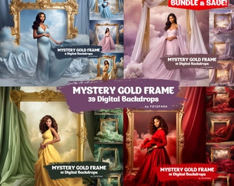 Gold Frame Maternity Backdrops: Flowing Fabric Textures (39 Digital Overlays for Photoshop)
