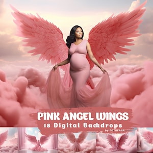 18 Angel Wings Digital Backgrounds Maternity Backdrop Overlays Studio Backdrops Photoshop Maternity Fine Art Textures Photoshop Pink Wings