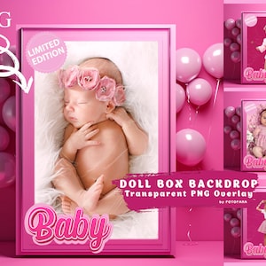 Pink Box Backdrop Pink Doll Digital Background Photography Composite Fashion Doll Dream Doll Pink Box Newborn Pink Box Newborn Backdrop PNG