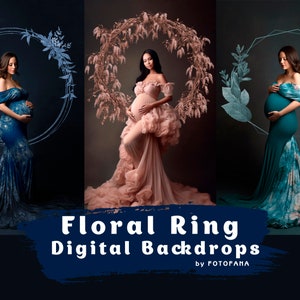 15 Flower Foliage Ring Overlays Floral Circle Halo Overlays Maternity Backdrop Overlays Studio Backdrops Fine Art Textures Digital Backdrop