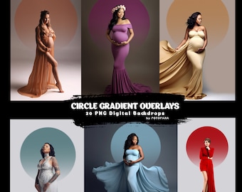 20 cercles dégradés superposition de maternité Photoshop superpositions de maternité décors numériques superposition d'ombre arrière-plan maternité Studio de toile de fond PNG