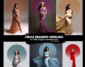 20 Kreis Farbverlauf Overlay Maternity Photoshop Overlay Maternity digitale Kulissen Schatten Overlay Hintergrund Maternity Studio Backdrops PNG