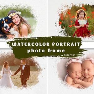 22 aquarel portretverf maskers fotolijst Photoshop overlay knipmasker fotomasker aquarel effect kunst achtergronden png-bestand