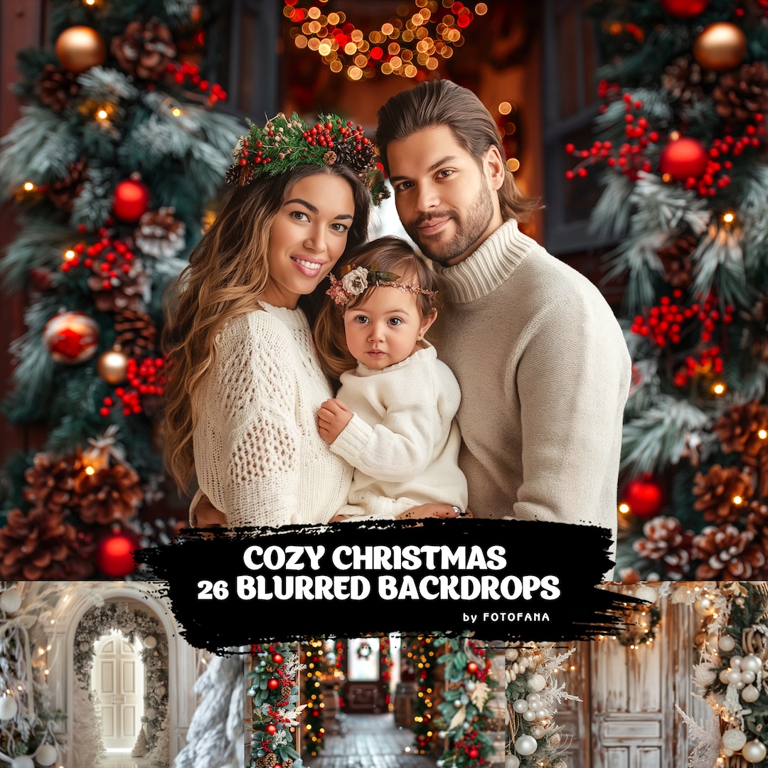 Elegant Christmas Digital Backdrops for Cozy Holiday Photography ...