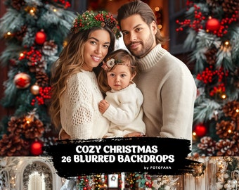 Elegant Christmas Digital Backdrops for Cozy Holiday Photography, Winter Photoshop Backgrounds, Maternity and Family Portrait Photo Overlays