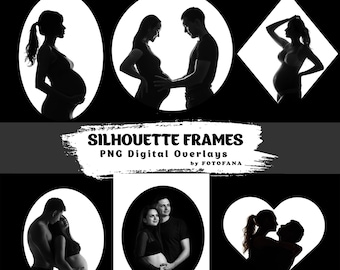 20 Shadow Overlay Frame Silhouette Overlay Modern Maternity Overlay Maternity Frame Maternity Ring Digital Backdrop Digital Background JPG