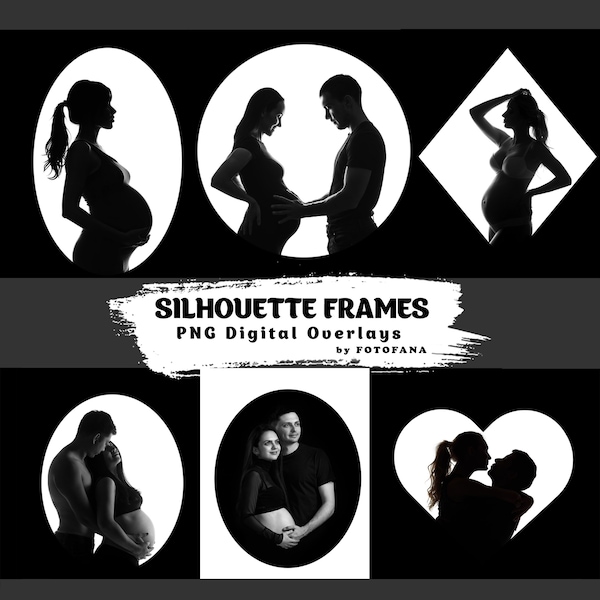 20 Shadow Overlay Frame Silhouette Overlay Modern Maternity Overlay Maternity Frame Maternity Ring Digital Backdrop Digital Background JPG