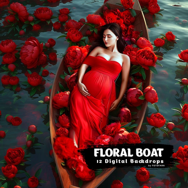 12 Maternity Digital Backdrops Floral Boat Maternity Backdrops Overlays Studio Backdrop Overlays Fine Art Textures Photoshop Overlay Texture