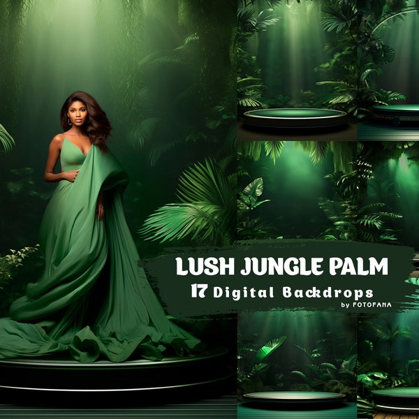 17 Üppige Dschungel Palme Digitale Kulissen Tropischer Hintergrund Mutterschaft Backdrop Overlays Studio Backdrop Fine Art Texturen Photoshop Overlays JPG